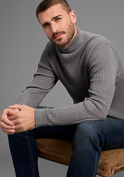 Bruno Banani Rollkragenpullover in Rippenqualität günstig online kaufen