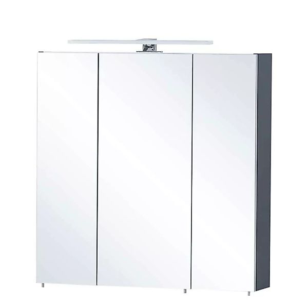 Badschrank Spiegel in Dunkelblau Aufsatz LED Beleuchtung günstig online kaufen