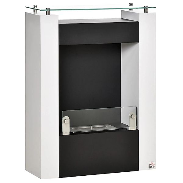 HOMCOM Alkohol Kamin Edelstahl Gehärtetes Glas 60B x 20T x 79H cm Weiß+Schw günstig online kaufen