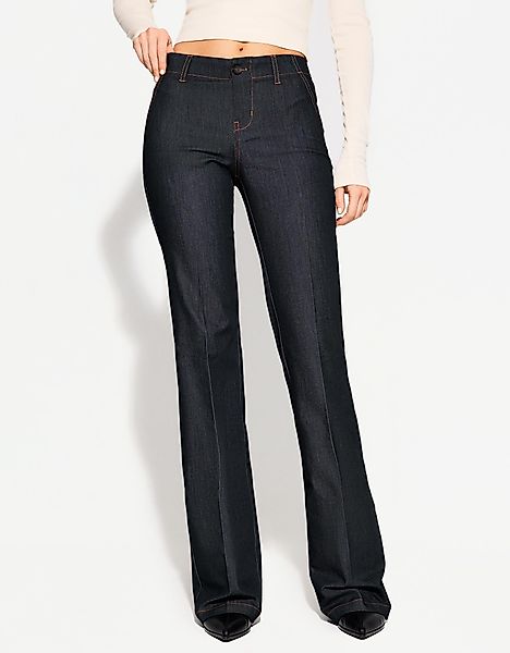 Bershka Bootcut-Jeans Mit Tiefem Bund Damen 36 Dunkelblau günstig online kaufen