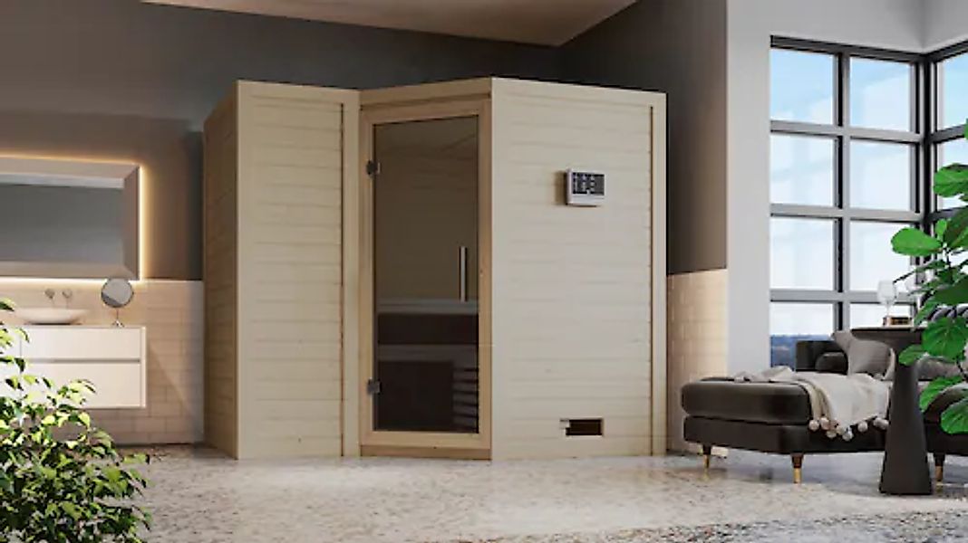 Karibu Sauna »Sanna 2« Set, 9-kW-Ofen mit integrierter Steuerung günstig online kaufen