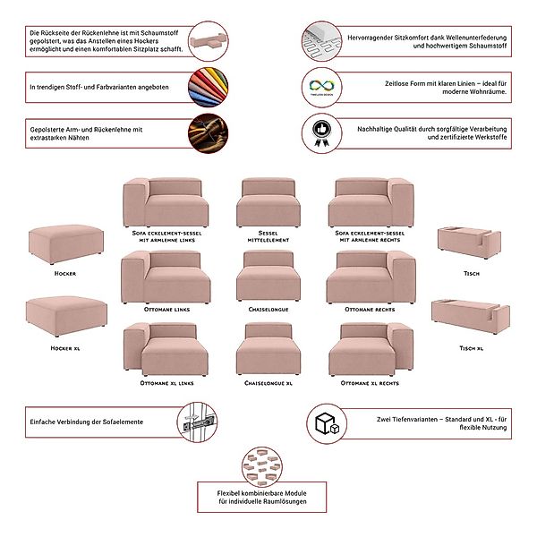 INOSIGN Sofa-Eckelement »HAILY Sessel mit Armlehne links/rechts, Maße B/T/H günstig online kaufen