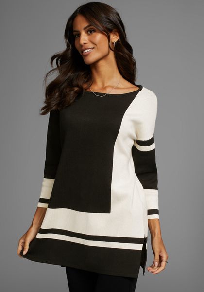 Laura Scott Longpullover mit geometrischem Jacquardmuster günstig online kaufen