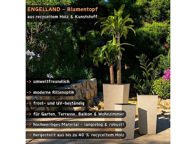 Engelland Pflanzkübel Blumentopf aus recyceltem Kunststoff & Holz (WPC), Ri günstig online kaufen