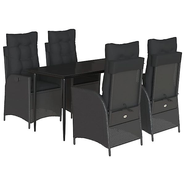 vidaXL 5-Tlg Garten-Essgruppe mit Kissen Schwarz Poly Rattan 3213177 günstig online kaufen