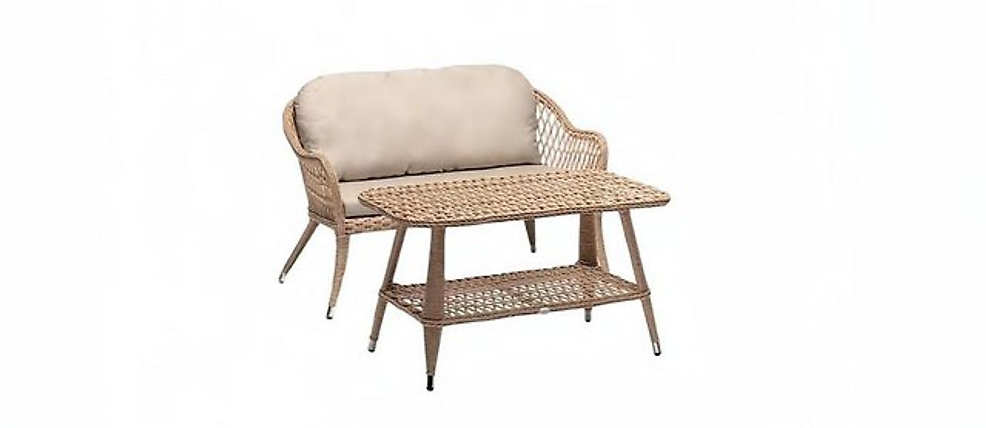 JVmoebel Sofa Moderne Beige Gartenmöbel Luxus Sofagarnitur Tisch Hochwertig günstig online kaufen