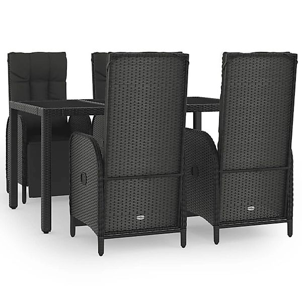 Vidaxl 5-tlg. Garten-essgruppe Mit Kissen Schwarz Poly Rattan günstig online kaufen