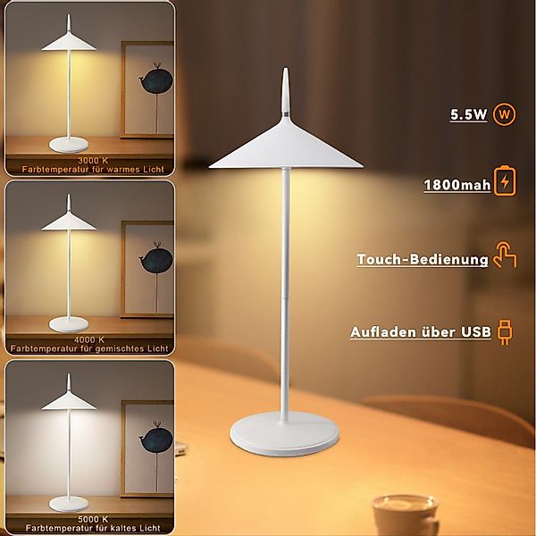 Nettlife Nachttischlampe Kabellos Touch Led Tischleuchte günstig online kaufen