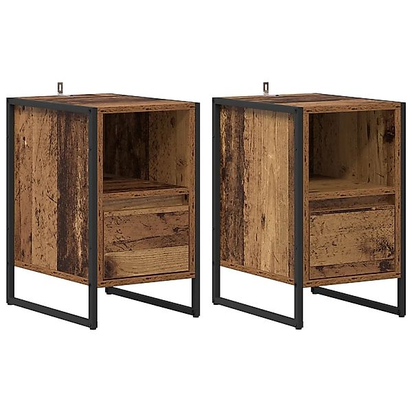 vidaXL Nachttisch 2 Stk Altholz 39,5 x 30 x 50 cm Holzwerkstoff 886663 günstig online kaufen