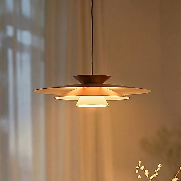 Lucande LED-Pendelleuchte Livie, beige, Aluminium, Ø 50 cm günstig online kaufen