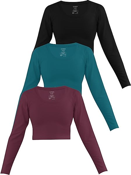 Janice Langarmshirt 3 x Damen crop günstig online kaufen