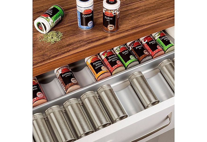 SO-TECH® Schubladeneinsatz ORGA-BOX® Gewürzgläsereinsatz silbergrau für 60e günstig online kaufen