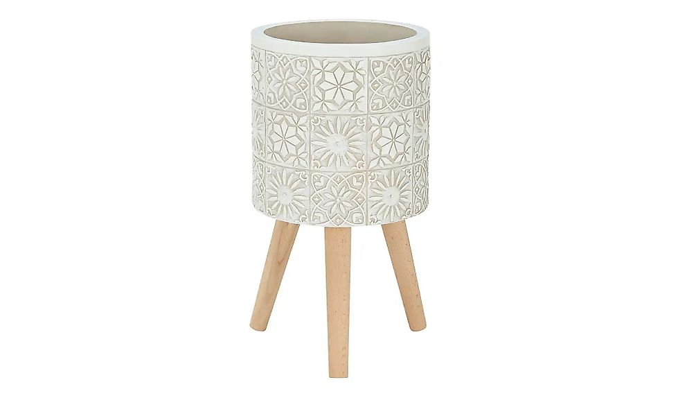 Übertopf auf Holzbeinen   ¦ creme ¦ Massivholz,Magnesia,Holz ¦ Maße (cm): H günstig online kaufen