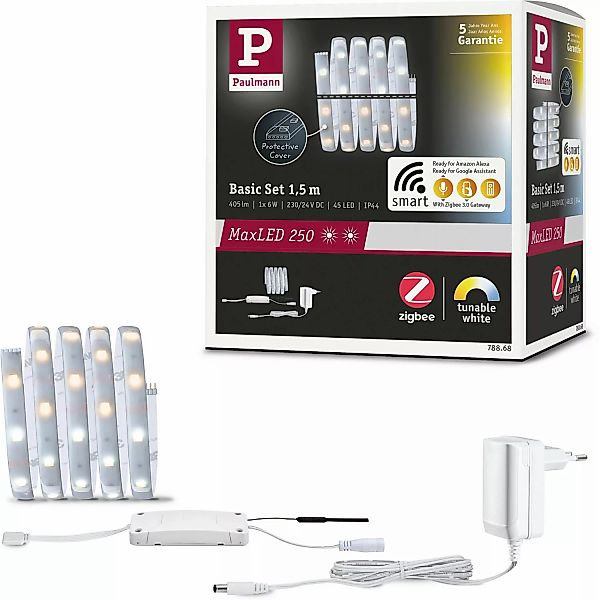 Paulmann MaxLED 250 LED Strip Tunable Weiß Smart Home Zigbee Basis-Set 1,5 günstig online kaufen