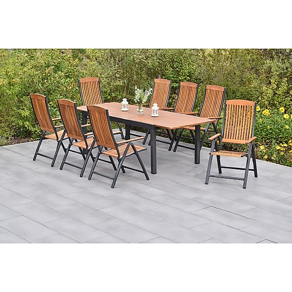 Merxx Athos Set 9-tlg. mit Gartentisch Ausziehbar 180/250 x 100 cm günstig online kaufen