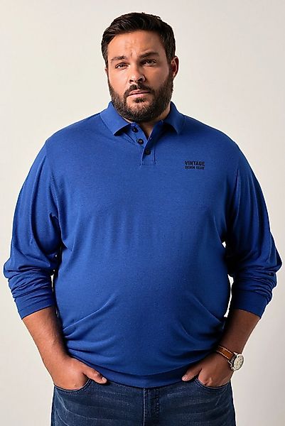 Men Plus Poloshirt Men+ Langarm-Poloshirt Bauchfit Brustprint günstig online kaufen