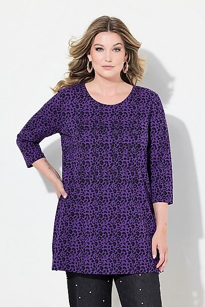 MIAMODA Longshirt Longshirt Leomuster Glitzer-Statement 3/4-Ärmel günstig online kaufen