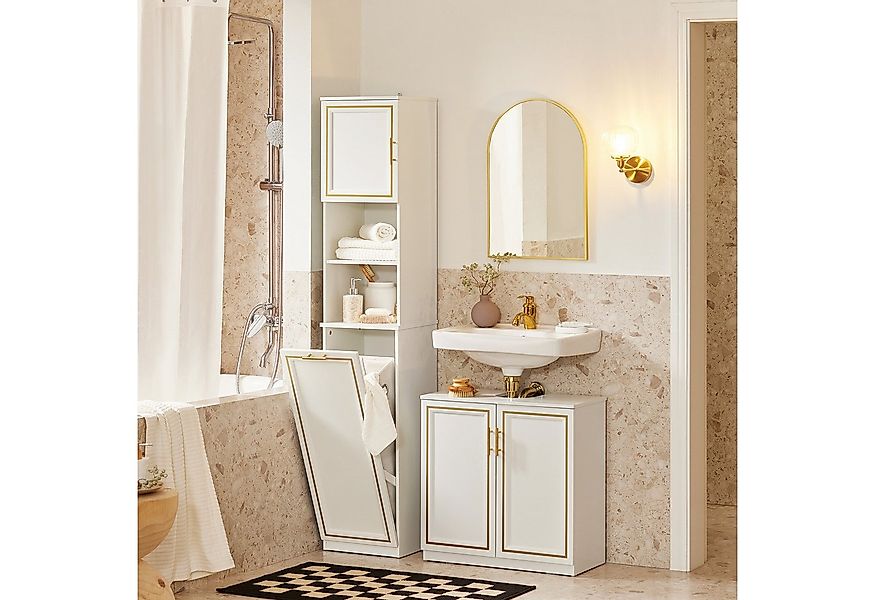 SoBuy Hochschrank BZR87 Badschrank mit Wäschesack Wäscheschrank Badregal Ba günstig online kaufen