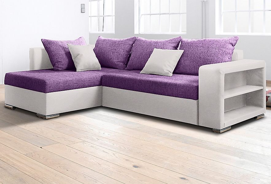 COLLECTION AB Ecksofa "John L-Form", Regalarmlehne,Bettfunktion,Bettkasten, günstig online kaufen