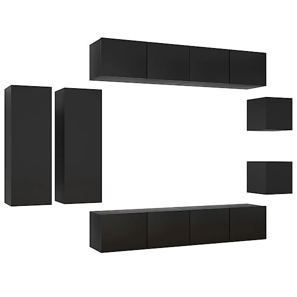 VidaXL 8-tlg. TV-Schrank-Set Schwarz Holzwerkstoff 9 günstig online kaufen
