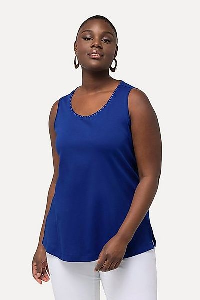 Ulla Popken Longtop Pima Cotton-Top A-Linie Rundhals ärmellos günstig online kaufen