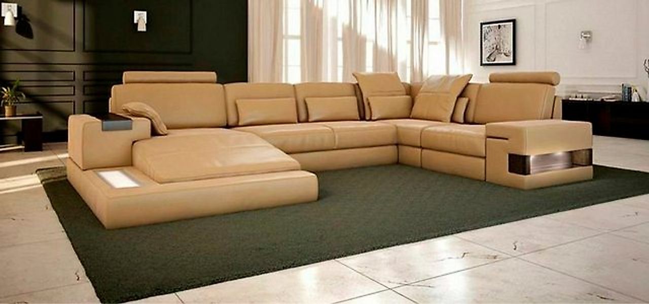 JVmoebel Ecksofa Polster Leder Bettfunktion neu Stoff U-Form Sofa Couch Hel günstig online kaufen