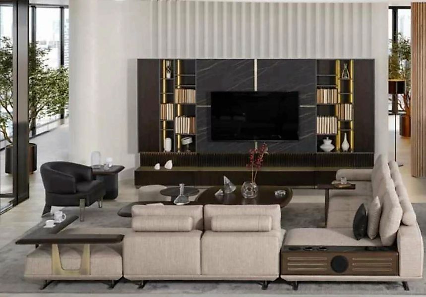 JVmoebel Ecksofa Beige Wohnlandschaft L-Form Ecksofa Couch Design Polster M günstig online kaufen
