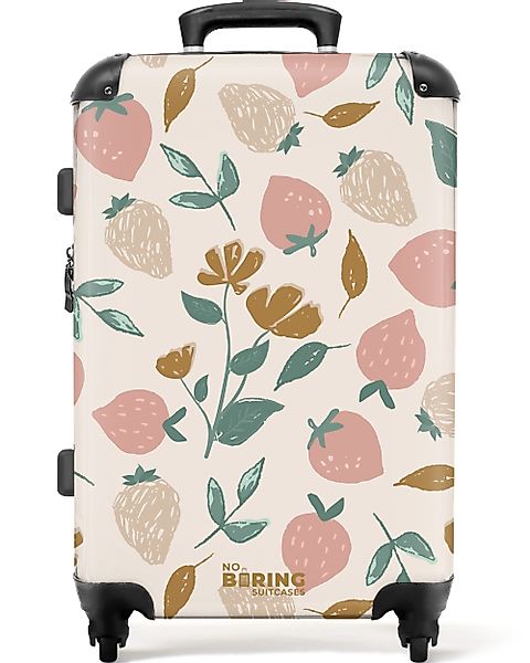 NoBoringSuitcases.com© Hartschalen-Trolley Erdbeeren und Blumen als günstig online kaufen