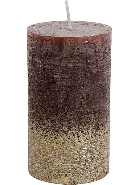House of Rustic Stumpenkerze House of Rustic Kerze mocca mit gold Streifen günstig online kaufen