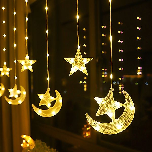 Merry 2024 LED-Lichtervorhang LED-Lichterkette Ramadan,2.3M,Mond mit günstig online kaufen