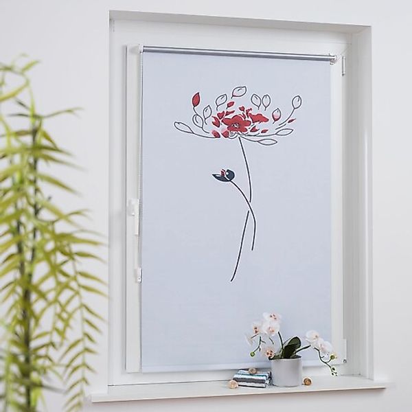 Liedeco Seitenzugrollo »Druck Blume«, verdunkelnd, energiesparend, ohne Boh günstig online kaufen