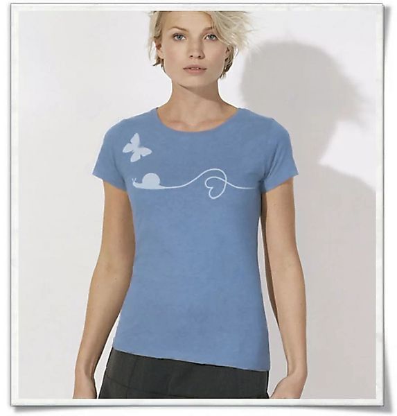 Schnecke & Schmetterling T-shirt Für Frauen In Blau günstig online kaufen
