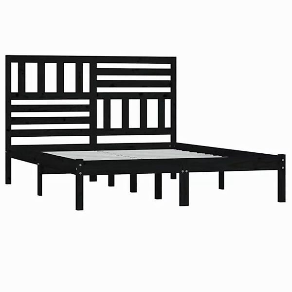 furnicato Bettgestell Massivholzbett Schwarz 135x190 cm Kiefer (1-tlg) günstig online kaufen