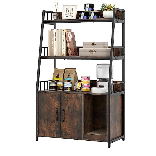 COSTWAY Tierhaus, Katzenschrank mit Bücherregal, Ladestation, günstig online kaufen