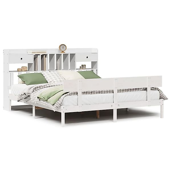 vidaXL Massivholzbett mit Regal ohne Matratze Weiß 180x200 cm Kiefer 332184 günstig online kaufen