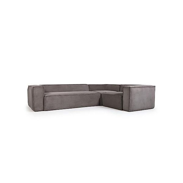 Natur24 Sofa Ecksofa Blok 4-Sitzer in grauem Cord 320x230cm Sitzgelegenheit günstig online kaufen