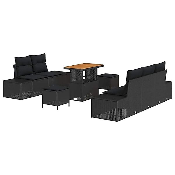 vidaXL Gartensofa-set mit Kissen 8-Tlg Schwarz Poly-Rattan 3364679 günstig online kaufen