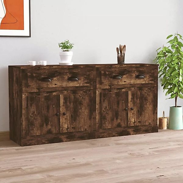 Vidaxl Sideboards 2 Stk. Räuchereiche Holzwerkstoff günstig online kaufen