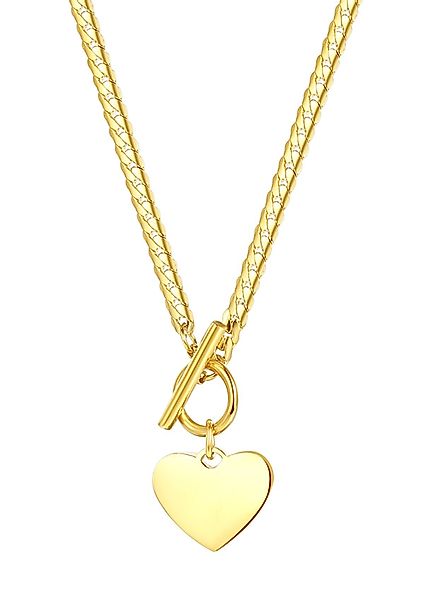 Hey Happiness Herzkette mit Herz Anhänger & Knebelverschluss, T-Steg Edelst günstig online kaufen