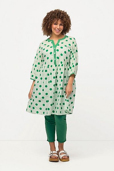 Ulla Popken Tunika Longtunika Punkte A-Linie V-Ausschnitt 3/4-Arm günstig online kaufen