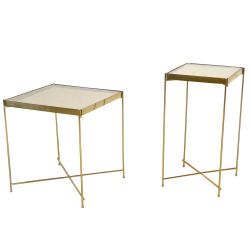 Beistelltisch Metall Glas in modernem Design quadratischer Tischplatte günstig online kaufen