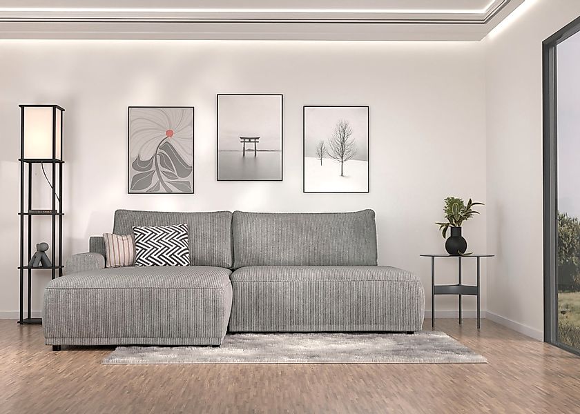 TRENDMANUFAKTUR Ecksofa "Fordon II, Schlafsofa mit Bettkasten, Couch in L-F günstig online kaufen