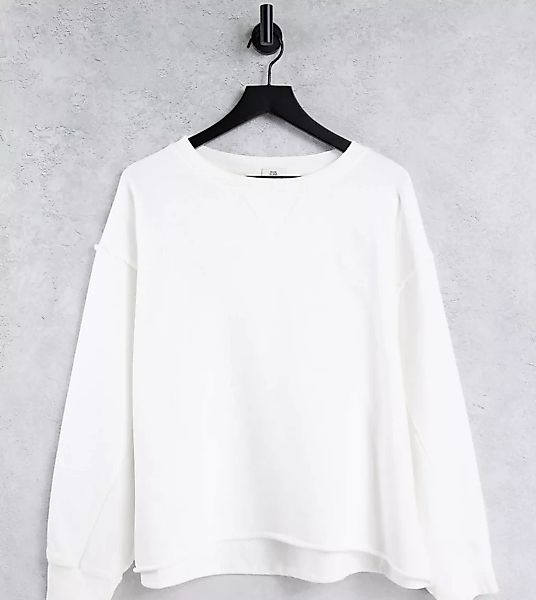 River Island Plus – Sweatshirt in Creme mit Logo-Weiß günstig online kaufen
