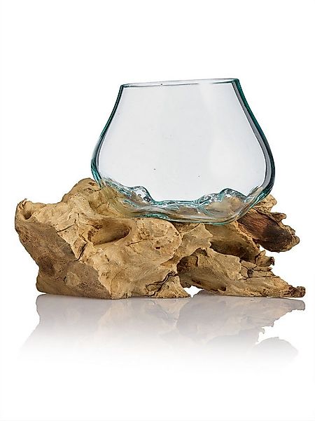 Dekorieren macht glücklich Dekoobjekt Teakholz mit Glasvase, rund ca. 15-20 günstig online kaufen