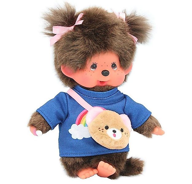 Monchhichi Plüschfigur Kawai Mädchen im Kleid mit Bärentasche 20 cm Monchhi günstig online kaufen