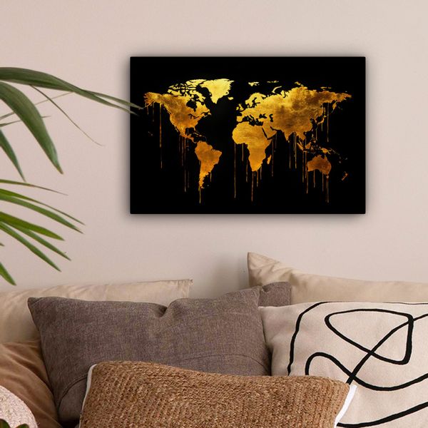 OneMillionCanvasses® Leinwandbild Weltkarte - Gold - günstig online kaufen