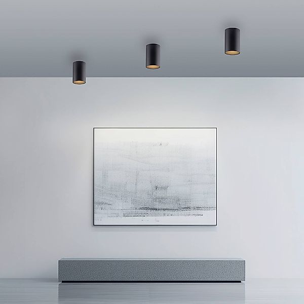 PURE LED-Bad-Deckenlampe Point, schwarz Ø 6 cm, Metall, IP44 günstig online kaufen