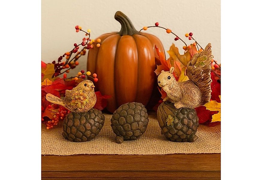 Online-Fuchs Dekofigur Eichhörnchen und Vogel mit Eicheln - Deko Gartenfigu günstig online kaufen