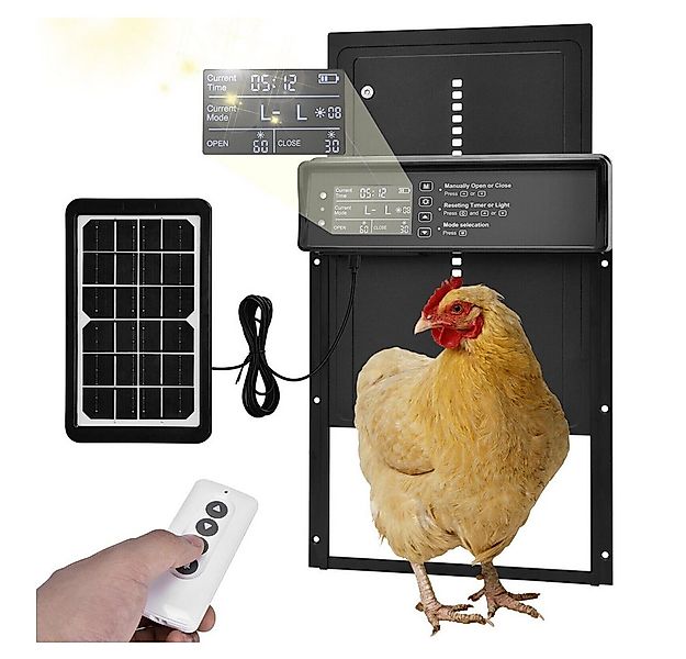 XERSEK Haustierklappe Solarbetrieb Aluminum Hühnerklappe Türöffner Hühnertü günstig online kaufen