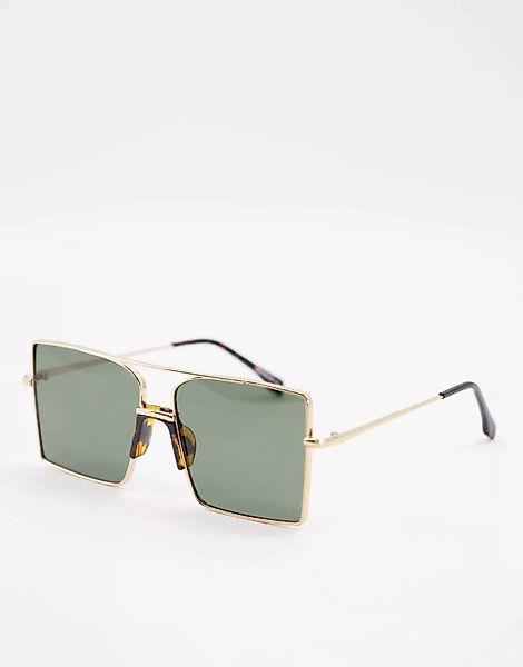 My Accessories London – Eckige Piloten-Sonnenbrille in Oversize-Passform-Go günstig online kaufen